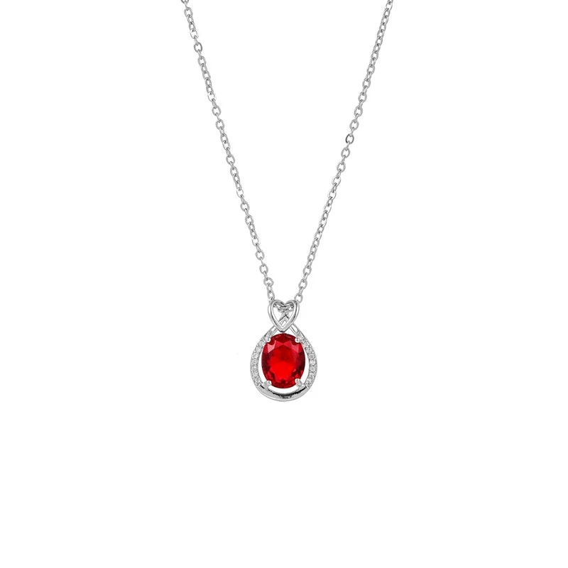 Bright Red Cubic Zirconia Necklace