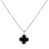 Black Enamel Four-Leaf Clover Necklace