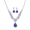 Dark Blue Rhinestone Necklace & Earrings 2-Piece Set — photo 2