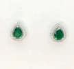 Dark Green Teardrop Cubic Zirconia Stud Earrings