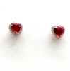 Bright Red Heart Cubic Zirconia Stud Earrings