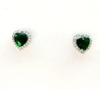 Dark Green Heart Cubic Zirconia Stud Earrings