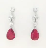 Bright Red Teardrop Cubic Zirconia Earrings