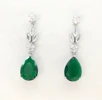 Dark Green Teardrop Cubic Zirconia Earrings