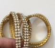 2-Row Gold-Plated 3.5mm Clear Rhinestone Stretch Bracelet
