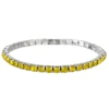 Rhodium-Plated 3.5mm Lemon Yellow Rhinestone Stretch Bracelet