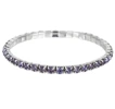 Rhodium-Plated 3.5mm Lotus Purple Rhinestone Stretch Bracelet