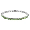 Rhodium-Plated 3.5mm Light Green Rhinestone Stretch Bracelet