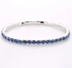Silver-Plated 3.6mm Light Blue Rhinestone Stretch Bracelet