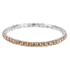 Rhodium-Plated 3.5mm Peach Rhinestone Stretch Bracelet