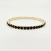 Gold-Plated 3.5mm Black Rhinestone Stretch Bracelet