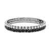 2-Row Rhodium-Plated Black Rhinestone Clear Rhinestone Bracelet