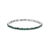 Rhodium-Plated 3.5mm Dark Green Rhinestone Stretch Bracelet
