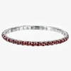 Rhodium-Plated 3.5mm Deep Pink Rhinestone Stretch Bracelet