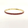 Gold-Plated 3.5mm Deep Pink Rhinestone Stretch Bracelet