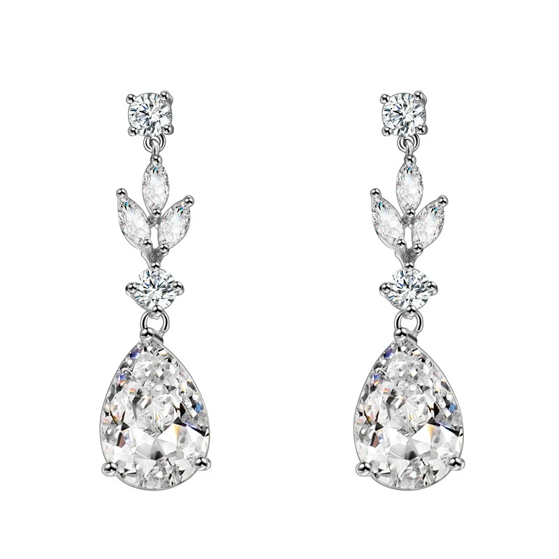 Clear Teardrop Cubic Zirconia Earrings