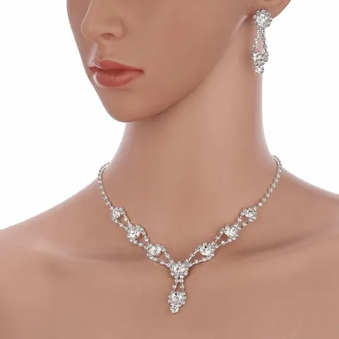 Rhinestone Necklace Earrings Set Cheap Jewelry Wholesale — photo 1