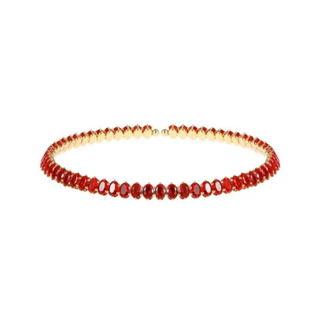 Oval Cubic Zirconia Choker Necklace Gold Plated Colorful Crystal for Women — photo 1