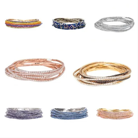 2mm Rhinestone Stretch Bracelet — Multiple Color Combinations, Wholesale — photo 3