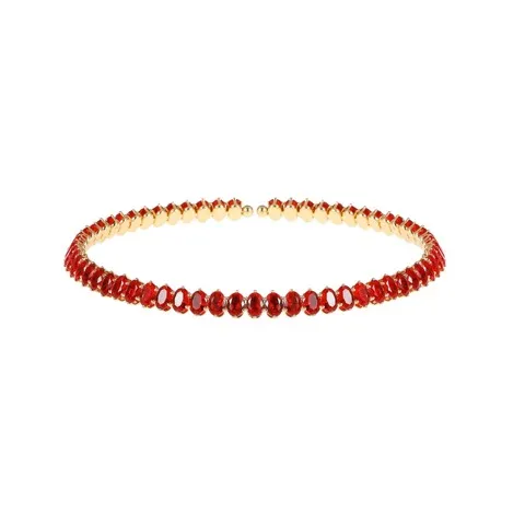 Oval Cubic Zirconia Choker Necklace Gold Plated Colorful Crystal for Women — photo 2