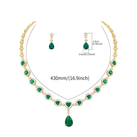 Cubic Zirconia Necklace and Earring Set for Wedding-Custom Stone Color — photo 6