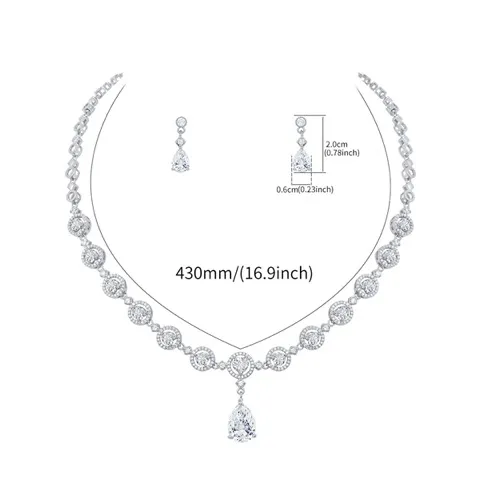 Cubic Zirconia Necklace and Earring Set for Wedding-Custom Stone Color — photo 2