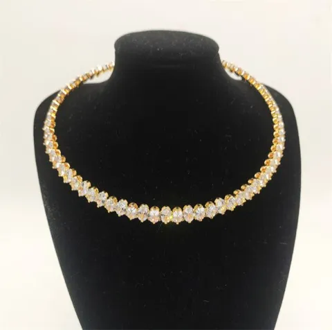 Oval Cubic Zirconia Choker Necklace Gold Plated Colorful Crystal for Women — photo 5