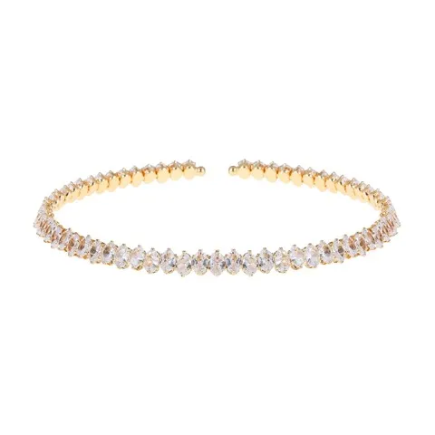 Oval Cubic Zirconia Choker Necklace Gold Plated Colorful Crystal for Women — photo 4