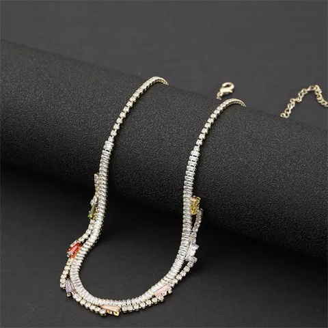 Exquisite Colored Zircon Choker Necklace for Women, Cubic Zirconia Jewelry — Customizable Zircon Color — photo 1