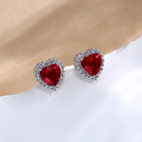Red heart-shaped earrings