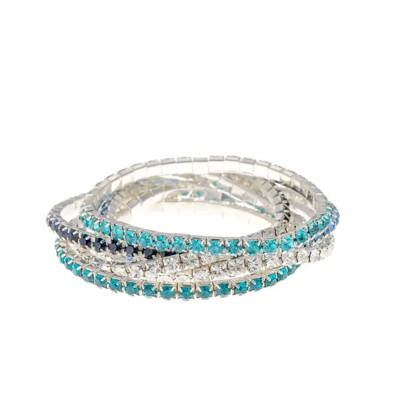 Blue-green and clear-stone bracelet combination